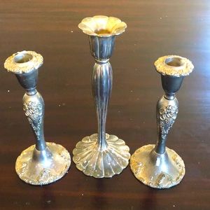 3 Godinger candle sticks holders